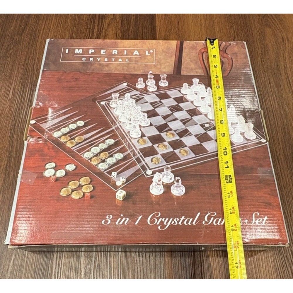 Imperial Crystal 3 In 1 Crystal Game Set‎ Crystal Chess Backgammon Checkers